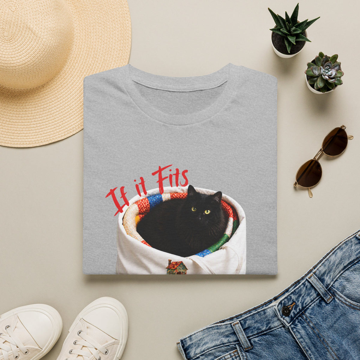 If It Fits, I Sits Cat T‑Shirt