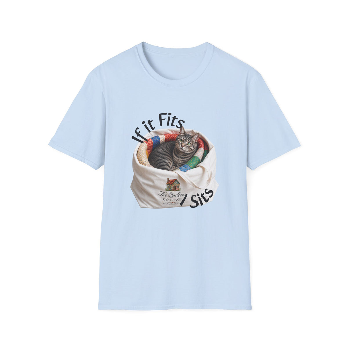 Cat T-Shirt — “If It Fits I Sits” Cute Funny Kitty Tee