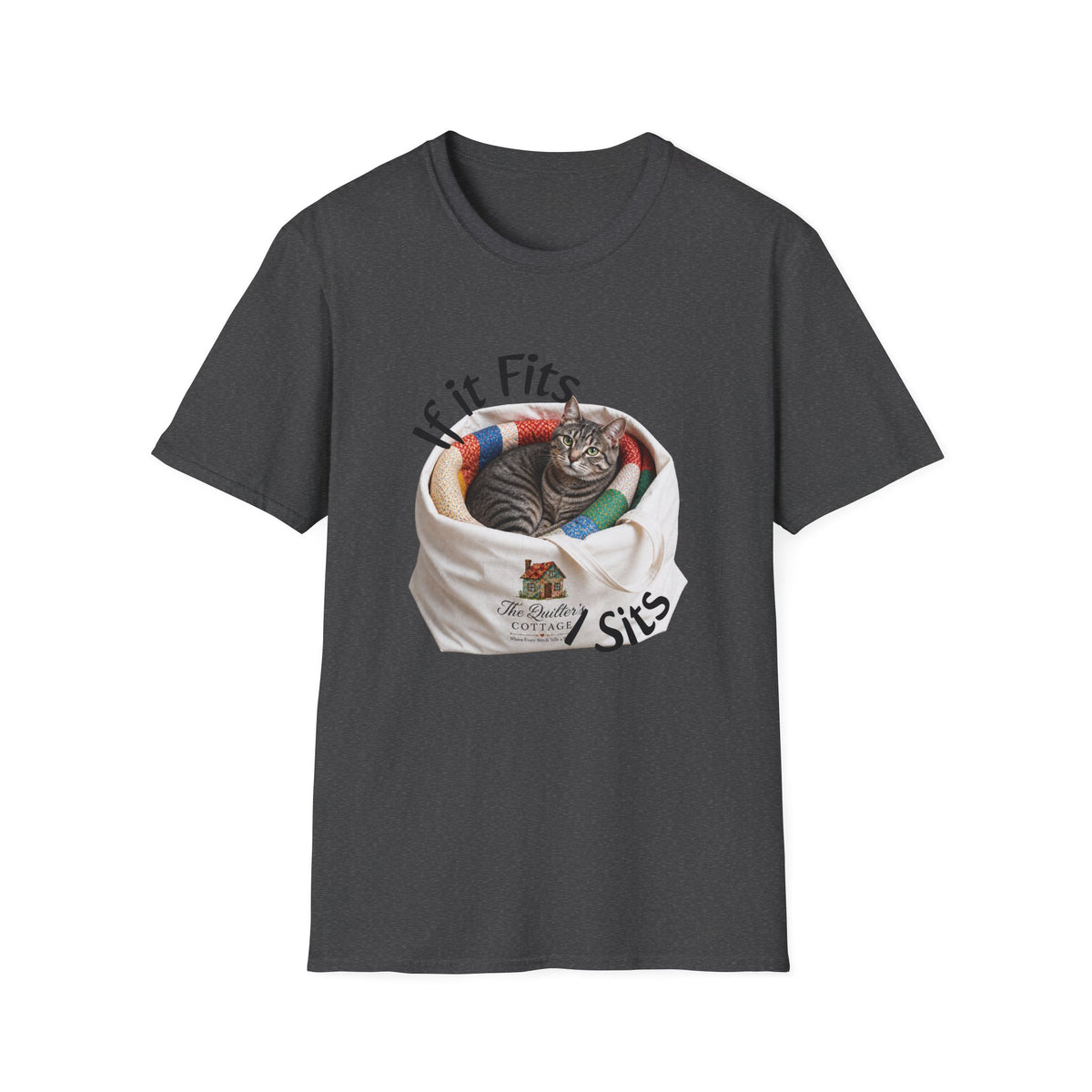 Cat T-Shirt — “If It Fits I Sits” Cute Funny Kitty Tee