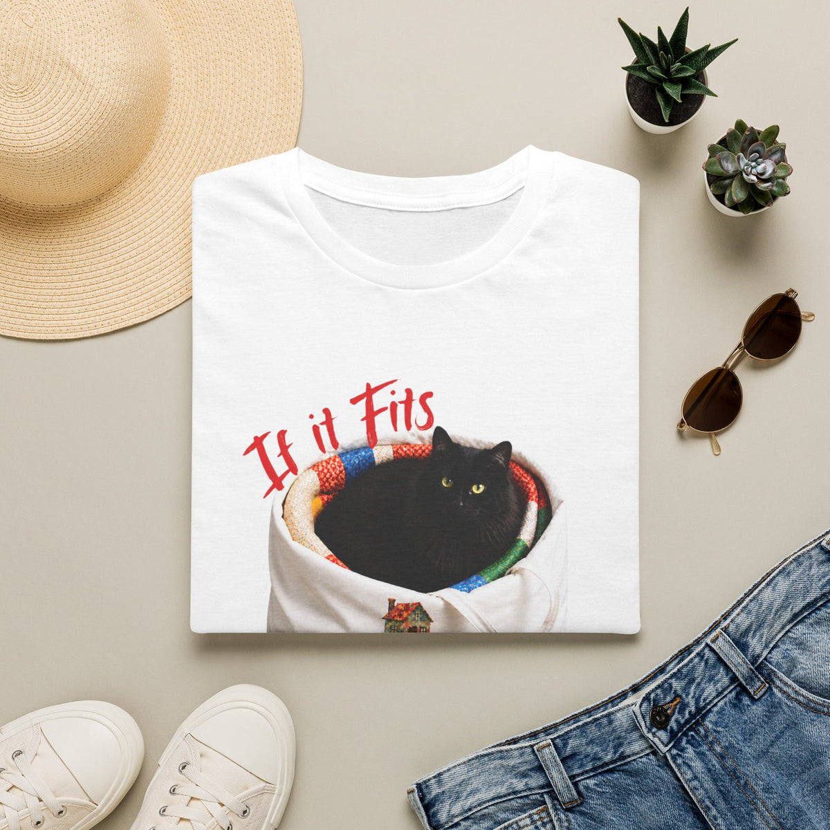 If It Fits, I Sits Cat T‑Shirt