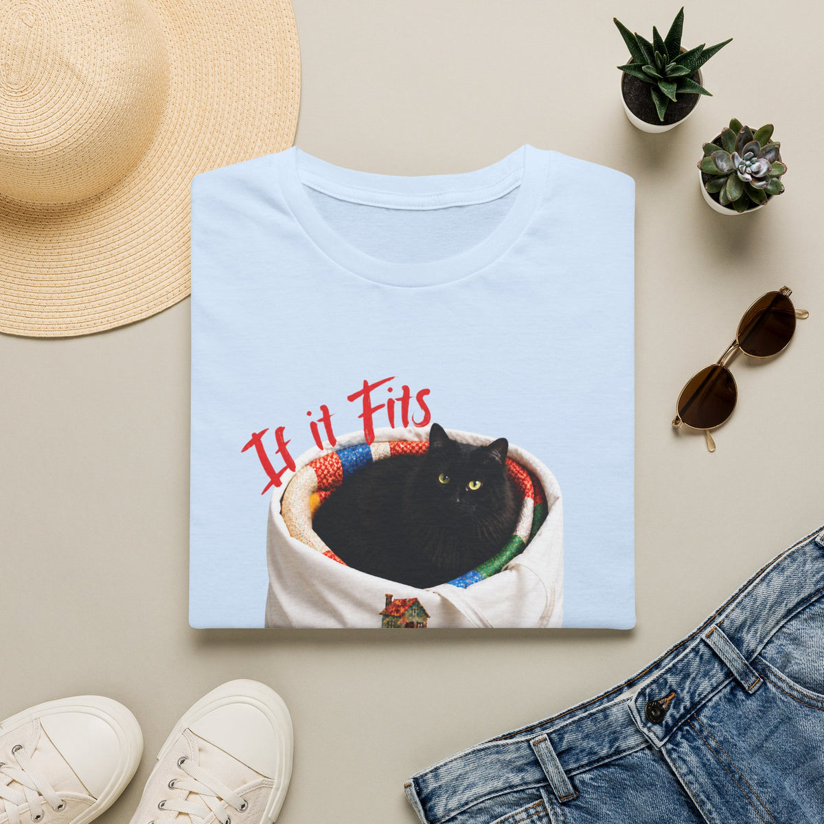 If It Fits, I Sits Cat T‑Shirt