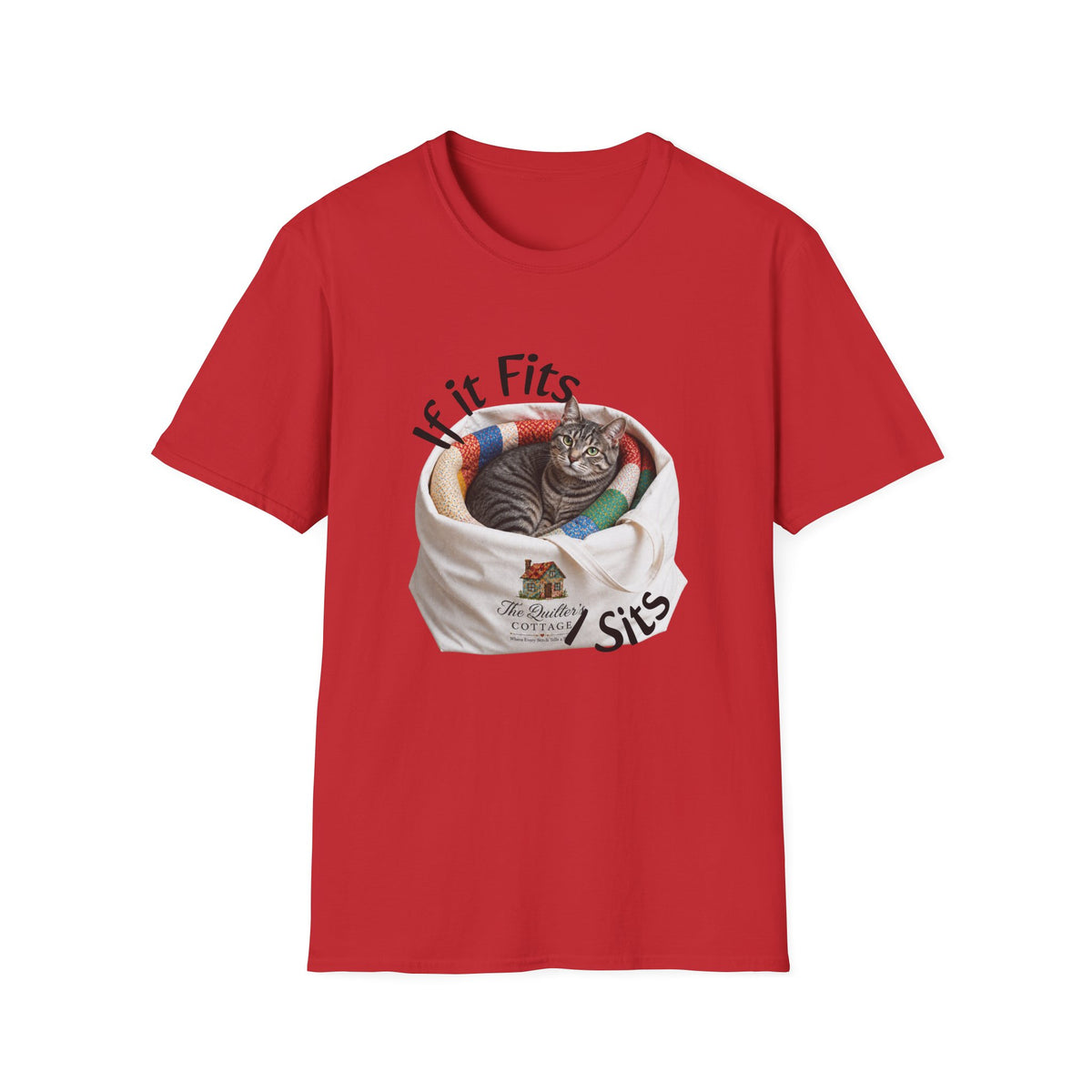 Cat T-Shirt — “If It Fits I Sits” Cute Funny Kitty Tee