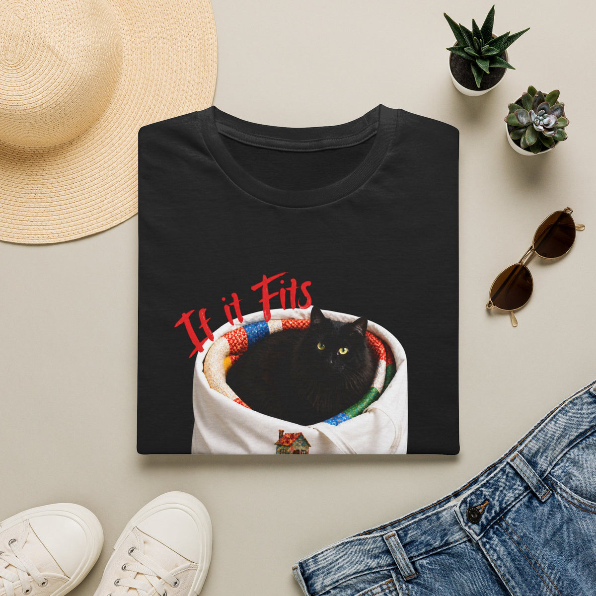 If It Fits, I Sits Cat T‑Shirt