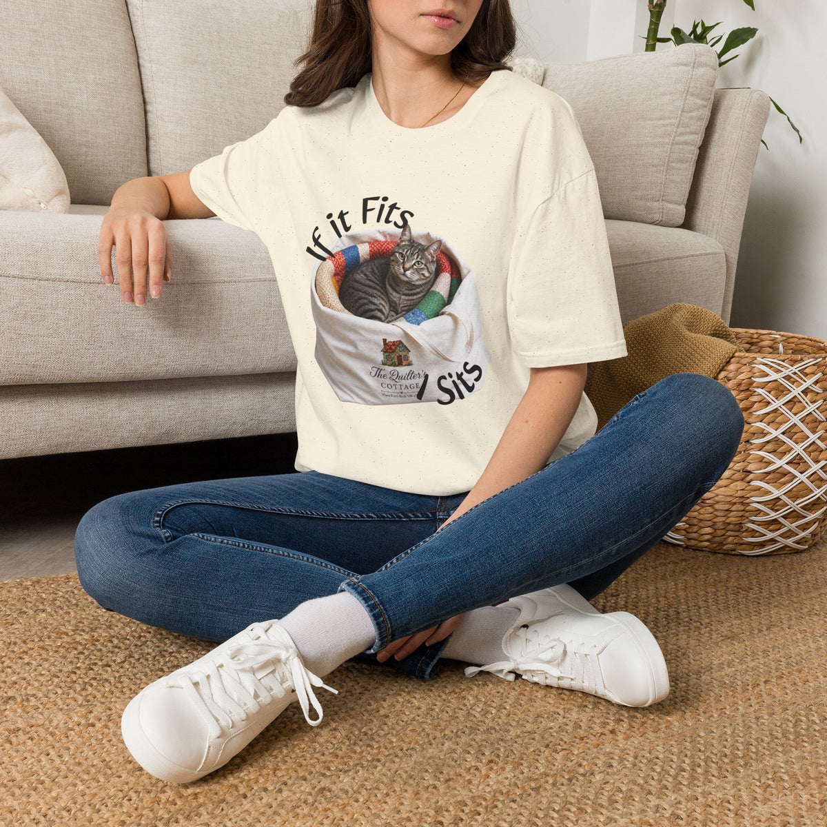 Cat T-Shirt — “If It Fits I Sits” Cute Funny Kitty Tee