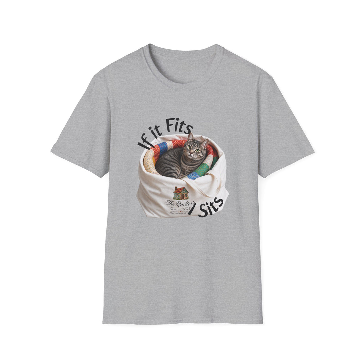 Cat T-Shirt — “If It Fits I Sits” Cute Funny Kitty Tee