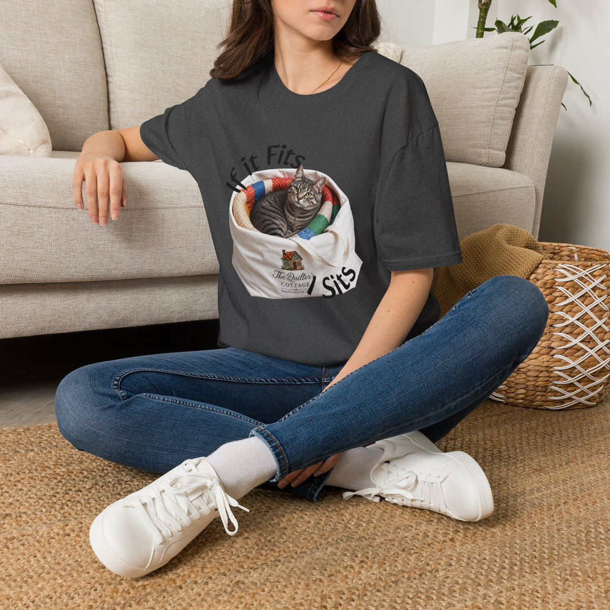 Cat T-Shirt — “If It Fits I Sits” Cute Funny Kitty Tee